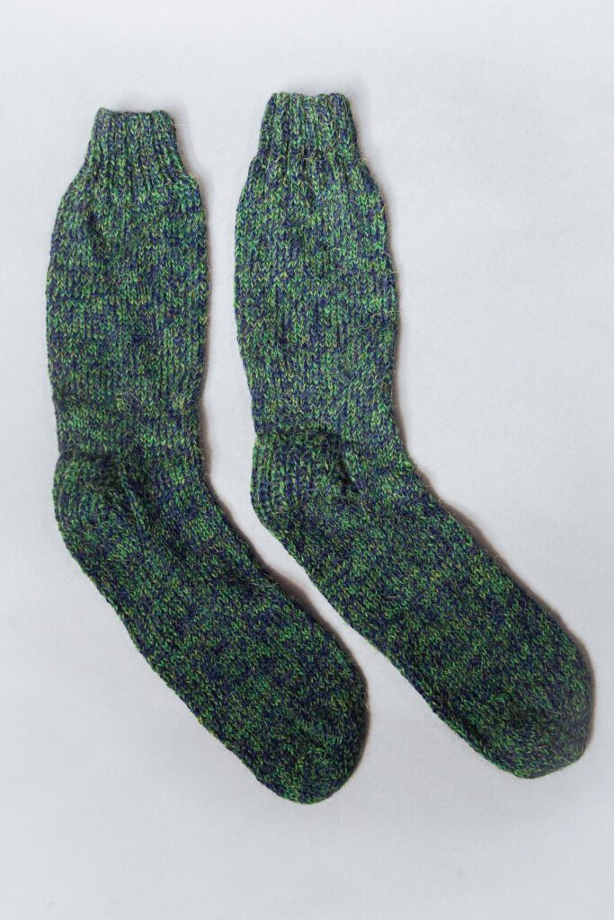 Photo of green alpaca socks.