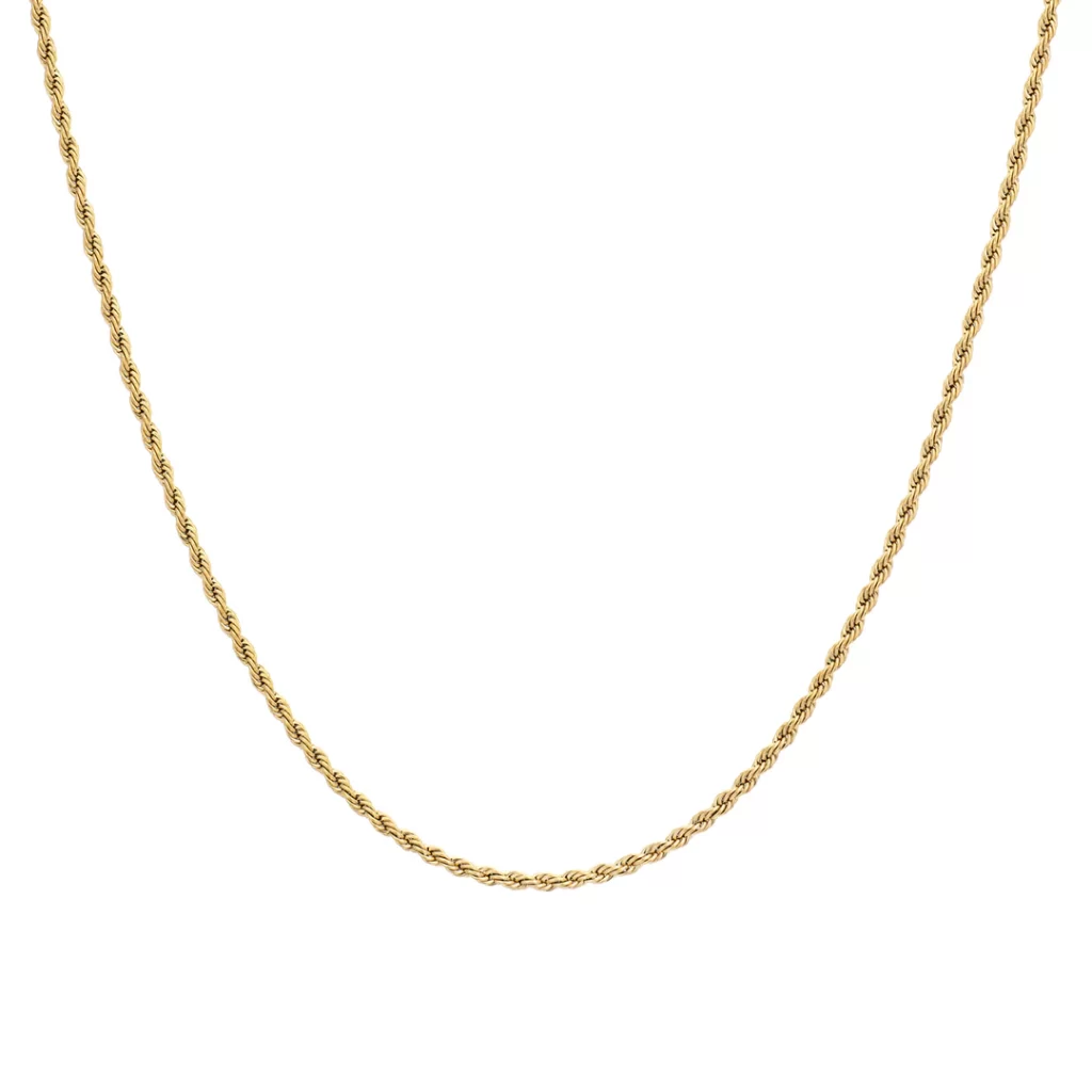 Photo of a delicate gold chain.